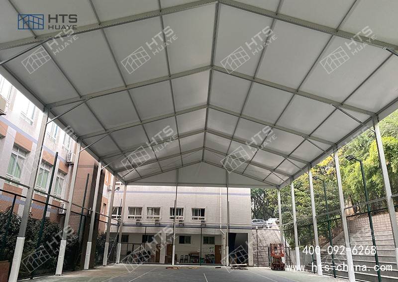 学堂盛行的篮球场雨棚，3000平方交付期为3周功夫